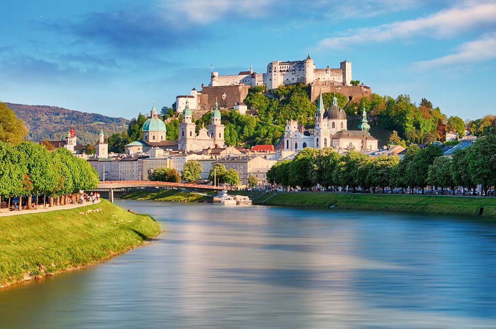 Festung Hohensalzburg watches over the Salzach River and Salzburg