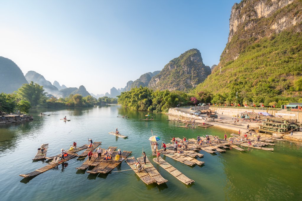 Bamboo rafts in Yangshuo