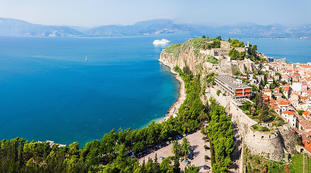 An aerial panoramic view of Nafplio