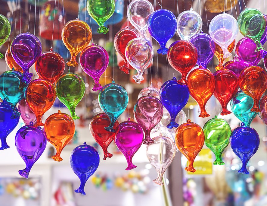 Colorful hand-blown Murano glass