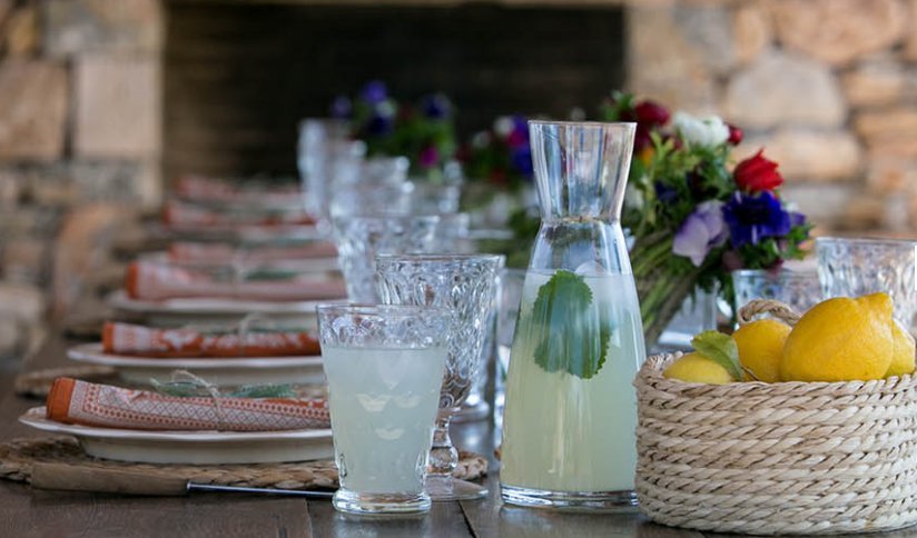 Family-style meal in Greece