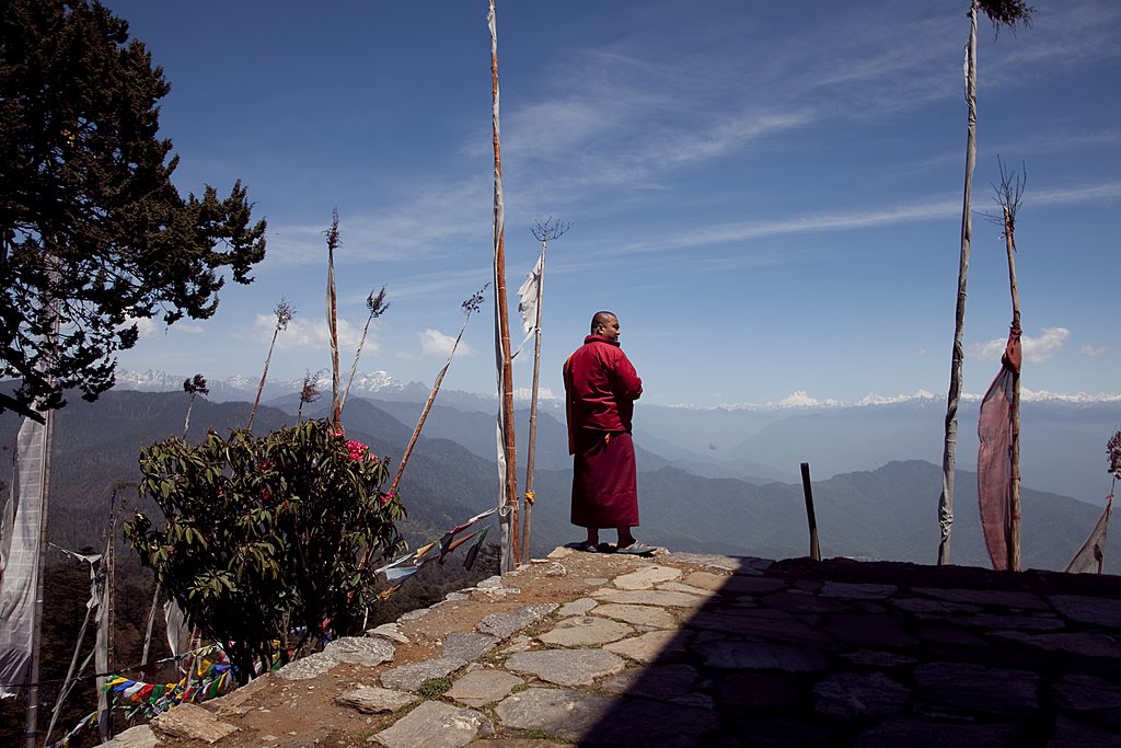 Monk enjoying the mountains