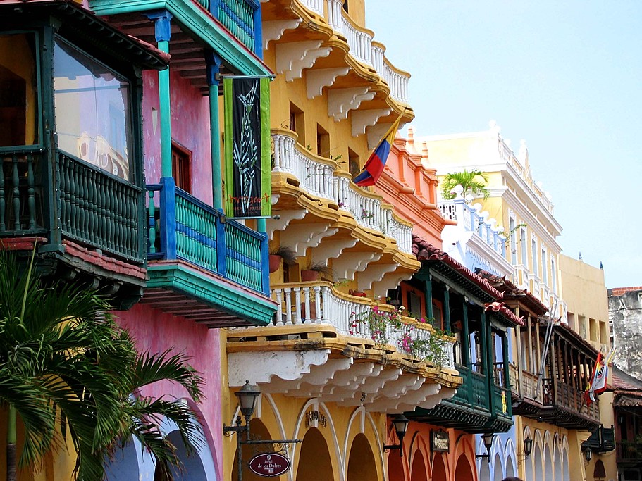 Colorful balconies in Cartagena