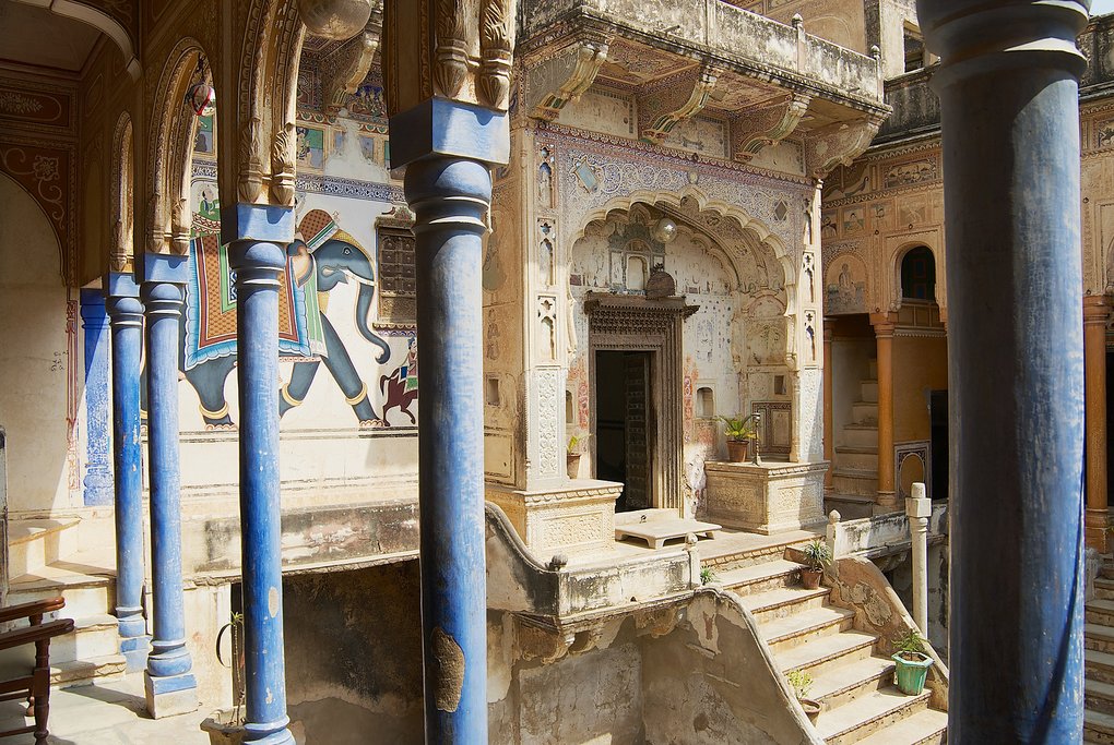 The interior of the 19th-century Snehi Ram Ladia haveli in Mandawa