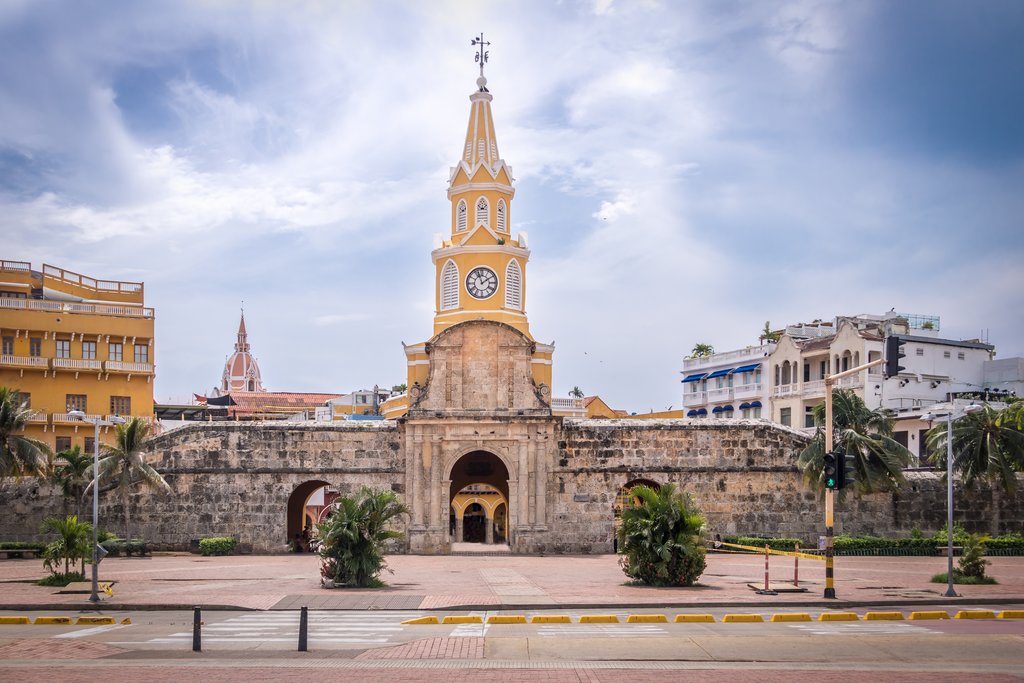 Cartagena's main city gate, the Puerta del Reloj.