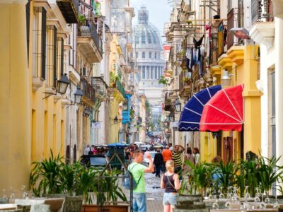 HAVANA,CUBA - JANUARY 27,2018 : Colorful street scene in Old Hav