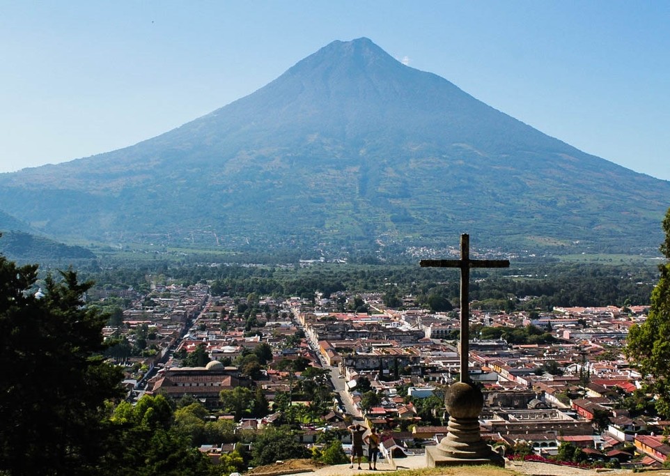 View of Antigua and Volcan de Agua from Cerro de la Cruz