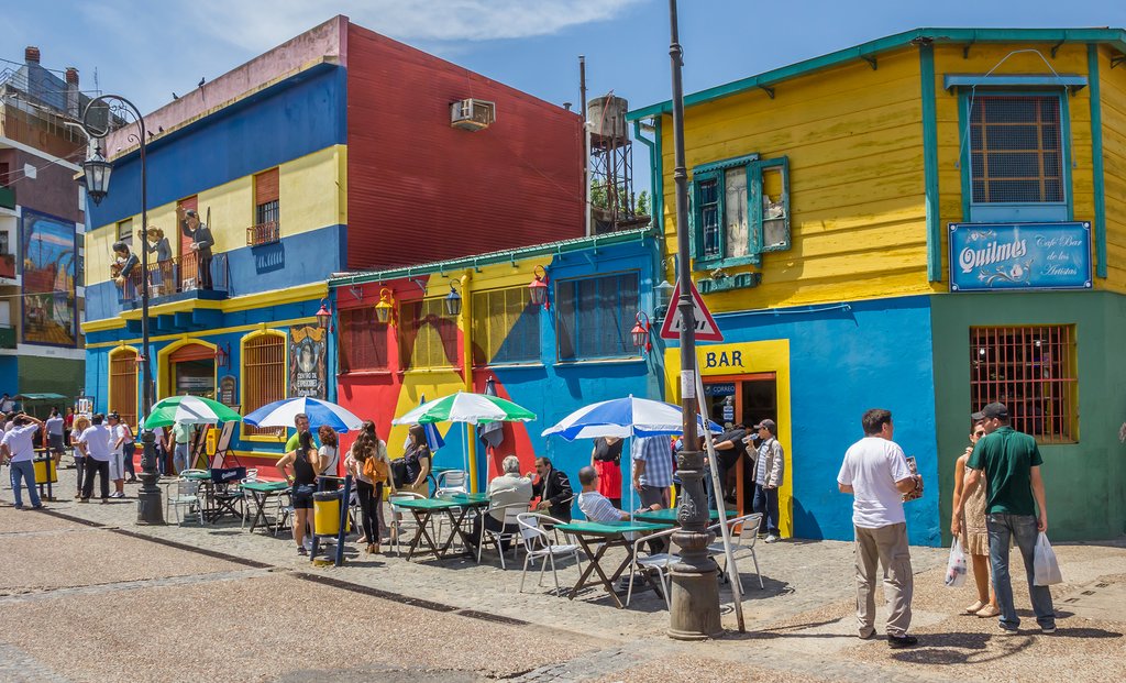 People on the road in La Boca neighborhood
