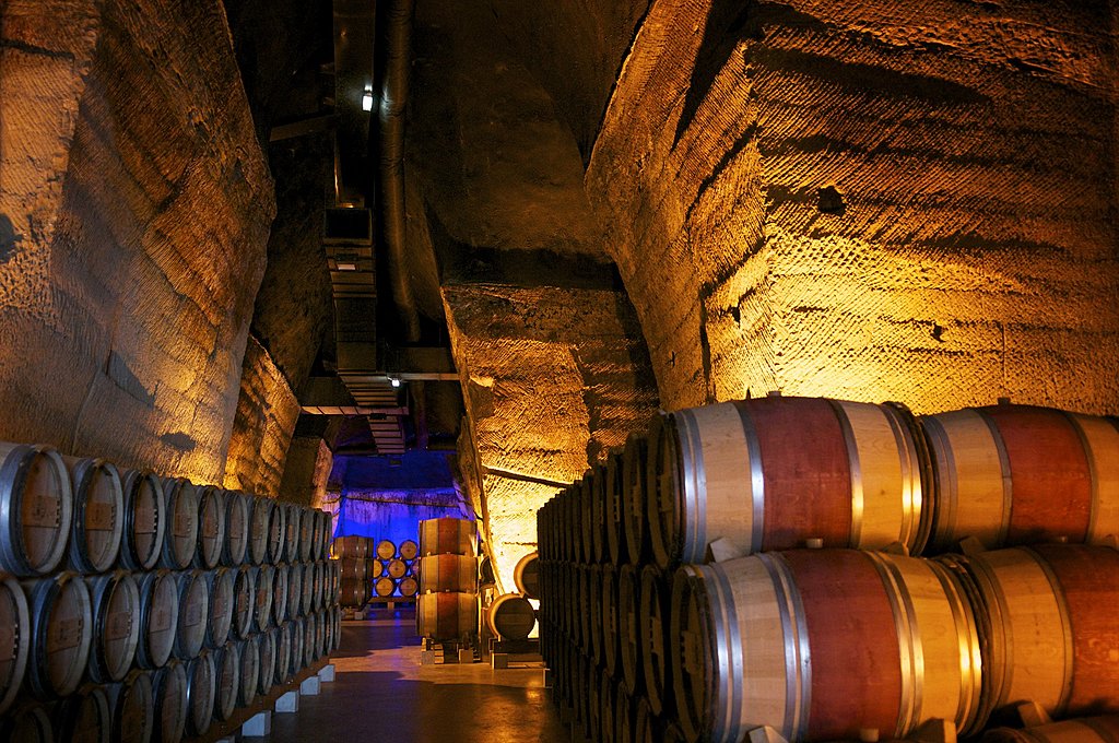 Barrels of wine at Chateauneuf du Pape