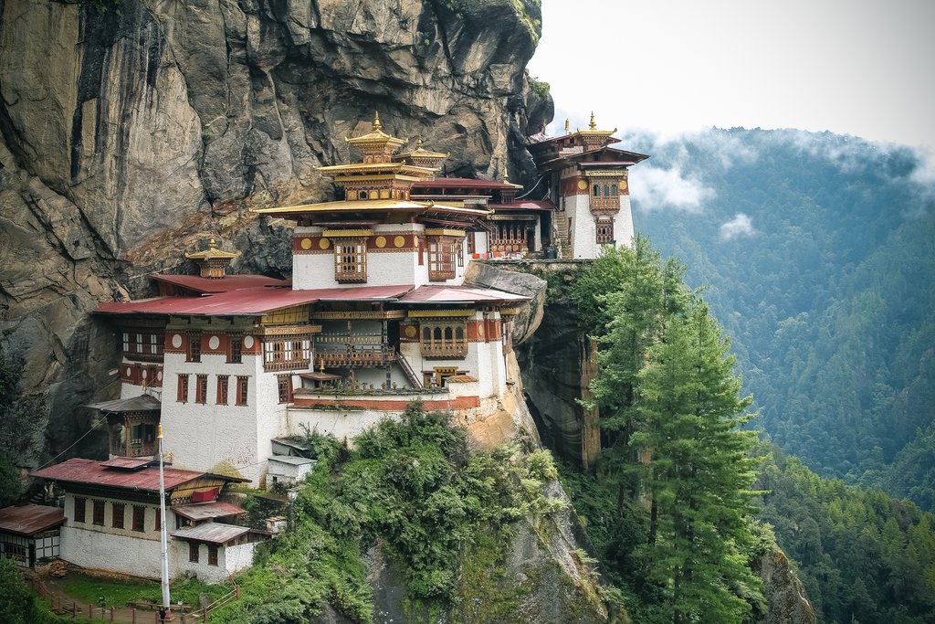 Tiger's Nest Monastery sits precariously more than half a mile off the valley floor