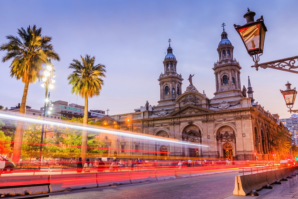 The famed Plaza de Armas, the historic center of Santiago de Chile.