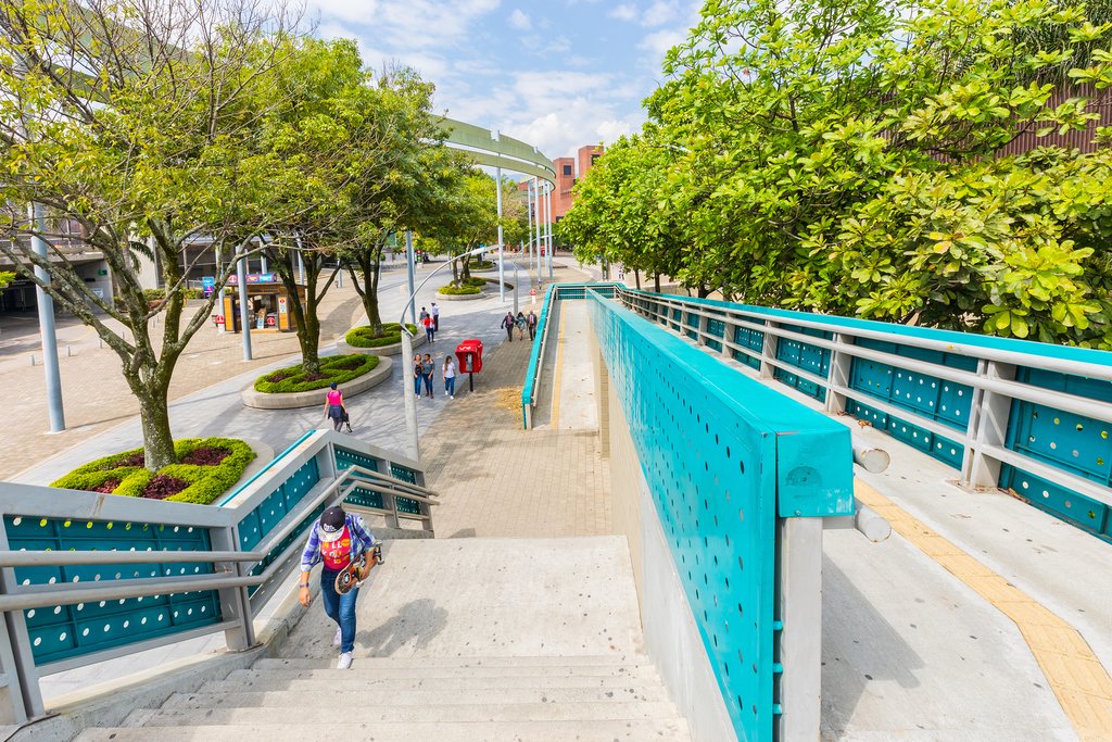 Pedestrian walkway outside of Medellín's metro