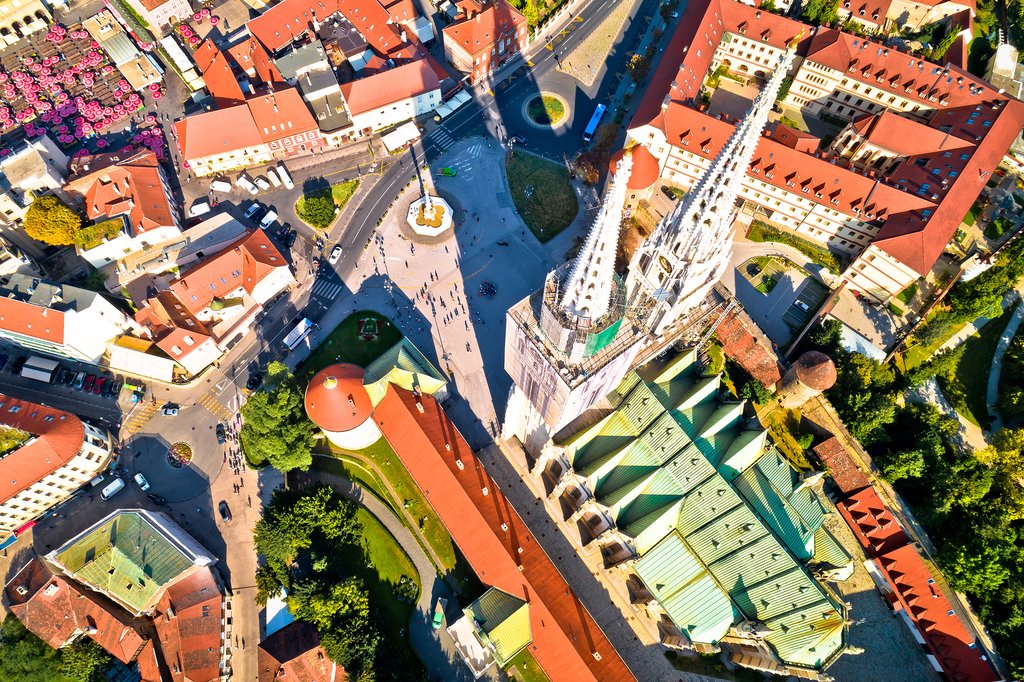View over the Dolac marketplace and Cathedral