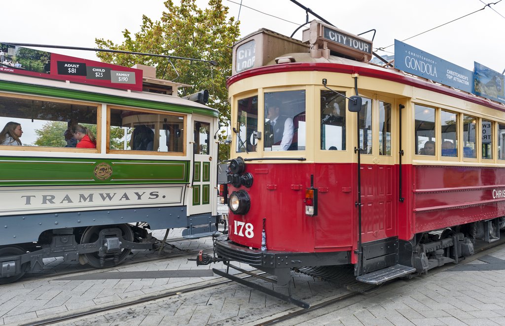 Vintage style trans on the Christchurch Tramway