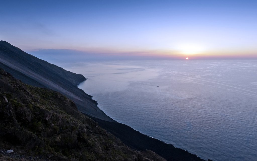 Italy - Sicily - Stromboli - The foot of Mount Stromboli during sunset