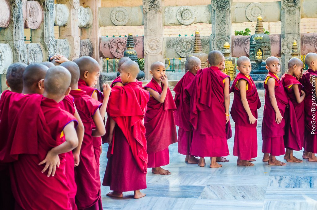 Young monks at the Mahabodhi Temple