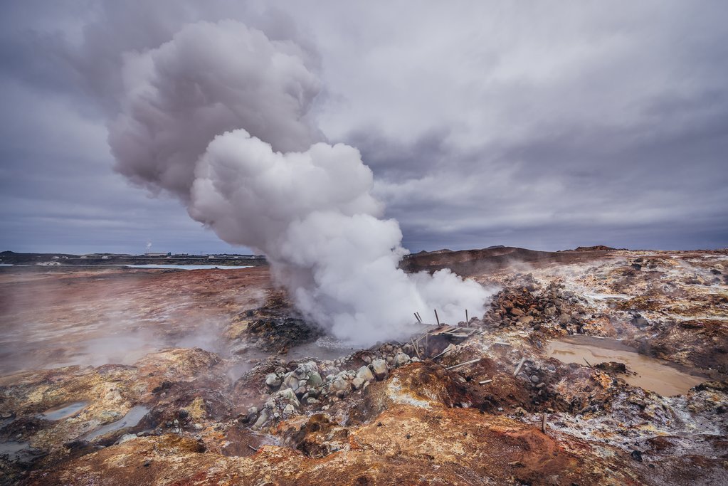 A geothermal area in Reykjanes Peninsula