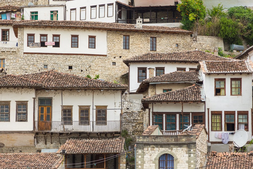 Old stone houses in the Mangalem district in Berat