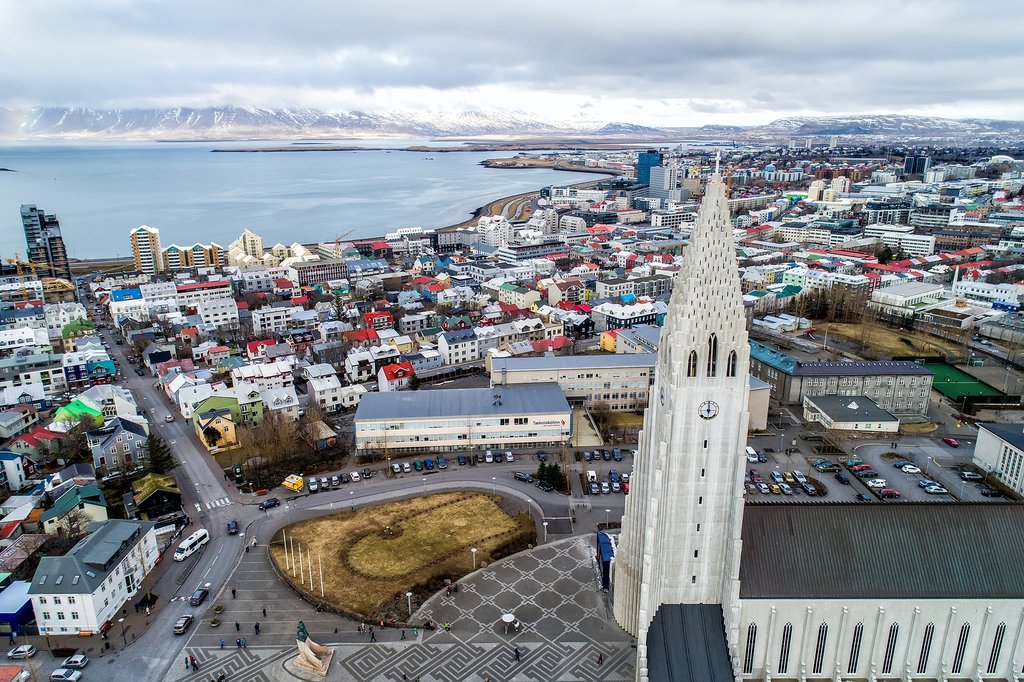 Reykjavík with a view of Hallgrímskirkja church