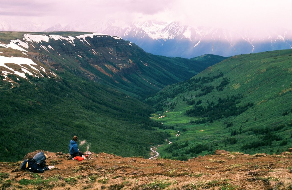 Cooking breakfast above Taweh Creek
