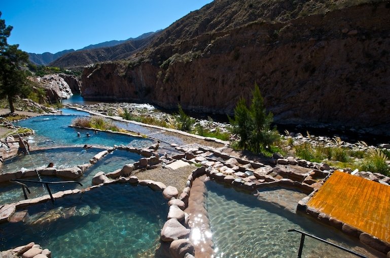 Geothermal pools at the foot of the Andes