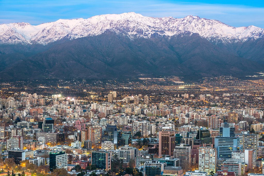 Providencia district with Los Andes Mountain Range in the back, Santiago de Chile
