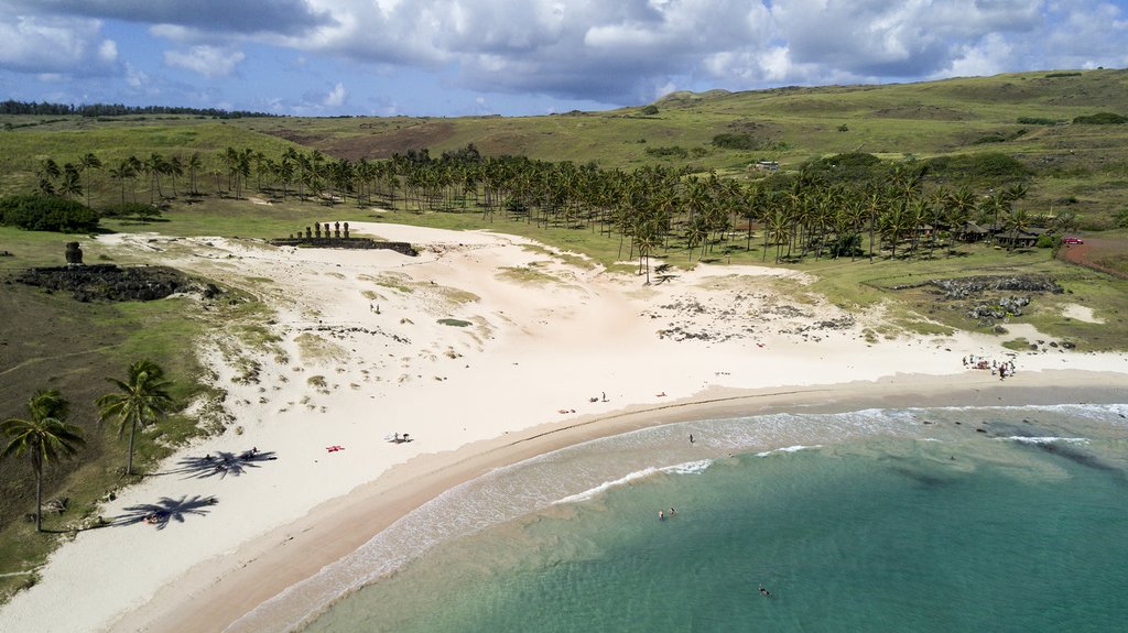 Aerial view of Anakena Beach