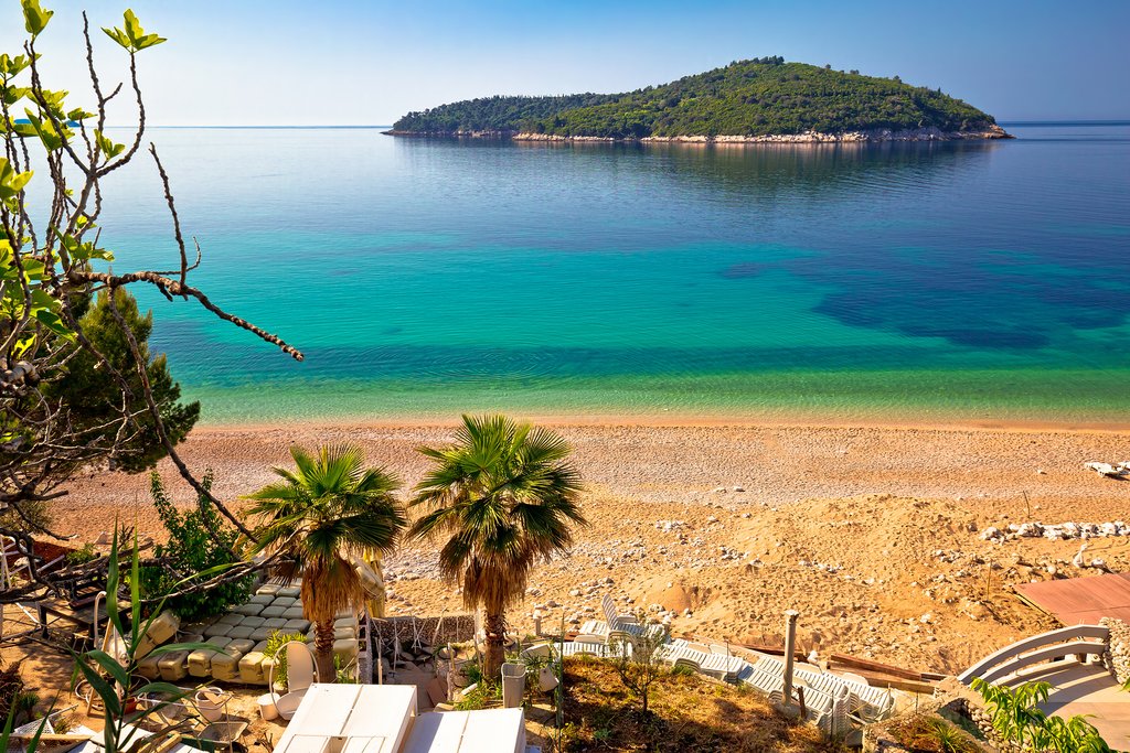 Banje beach and Lokrum Island in Dubrovnik