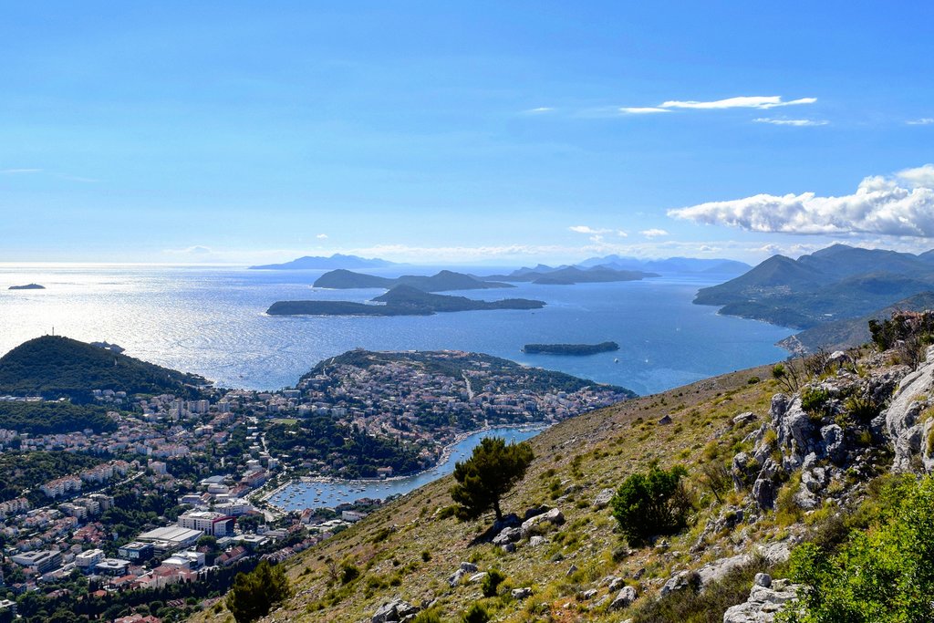 Coastal landscape of Dubrovnik and the Elafiti Islands from Fort Imperijal