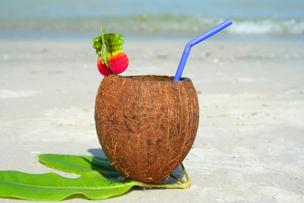 Enjoy a tropical drink on the beach