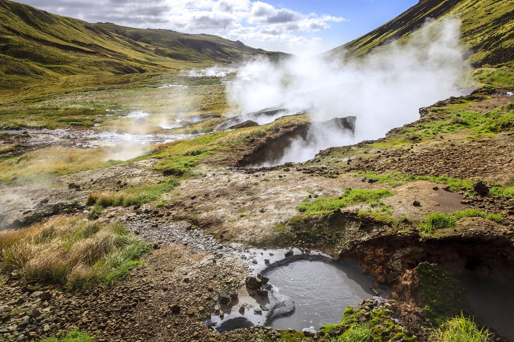 Geothermal pool, Reykjadalur valley, Southern Iceland
