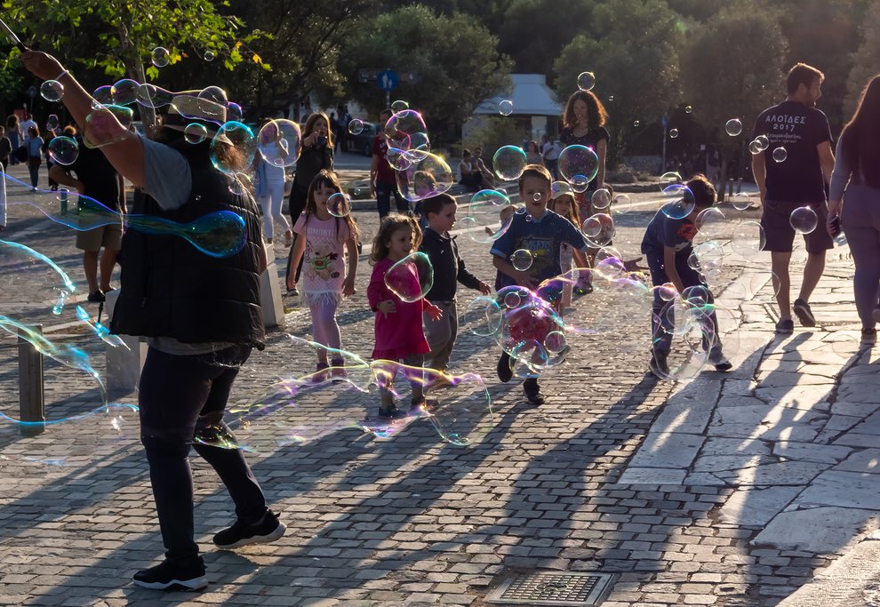 Kids Love the Street Performances in Athens