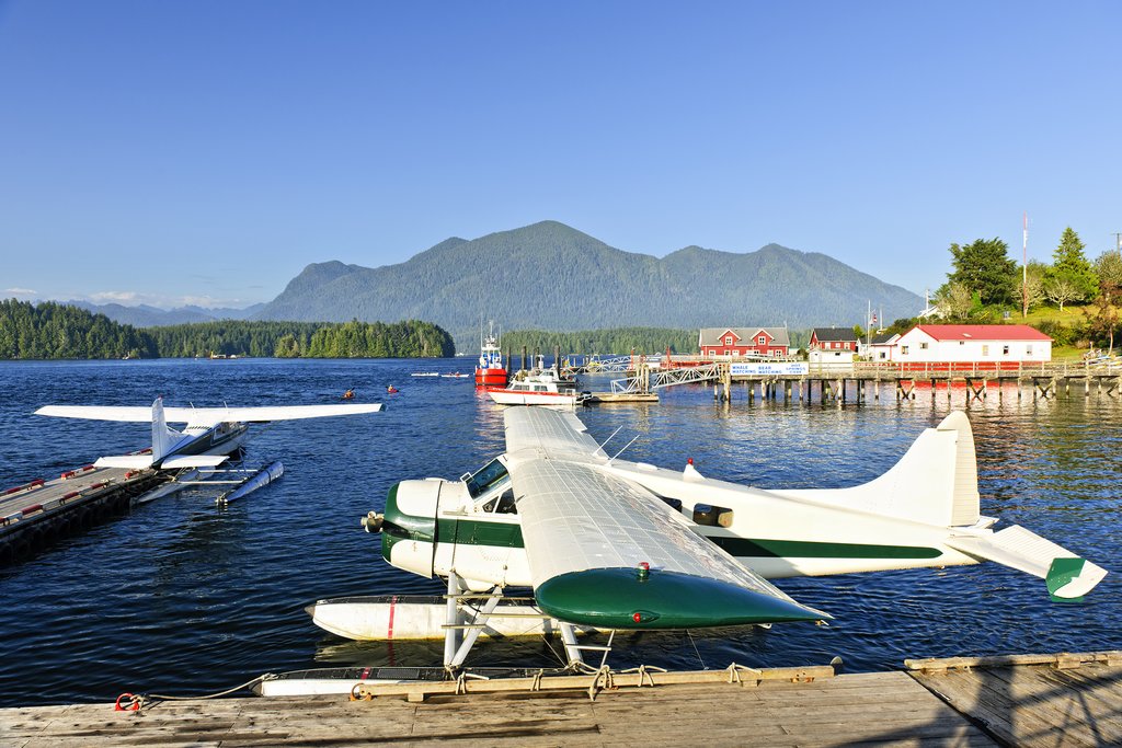 Float plane docked in Tofino