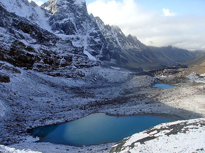 Glacial lake at the foot of the valley