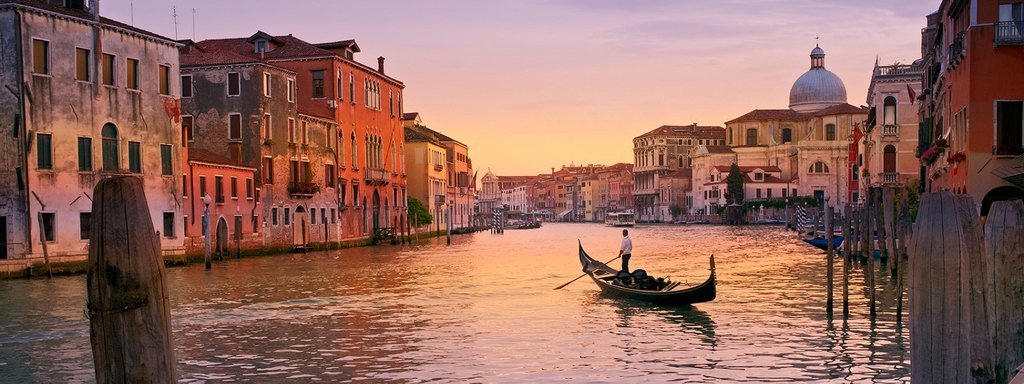 A gondola on the canals of Venice