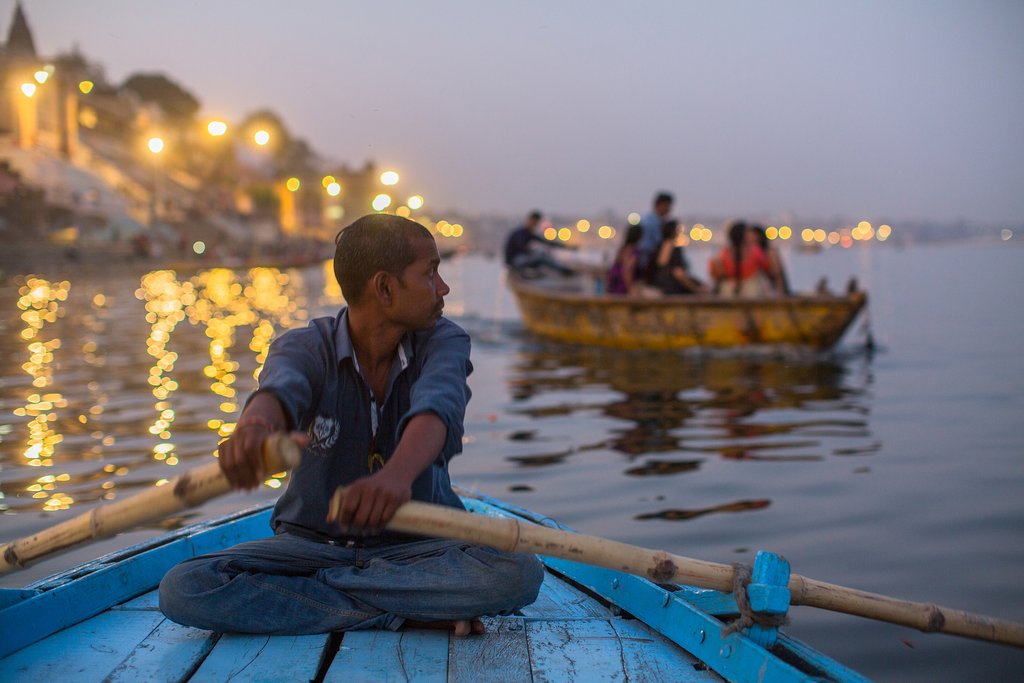 We arrive into the holy city of Varanasi by boat