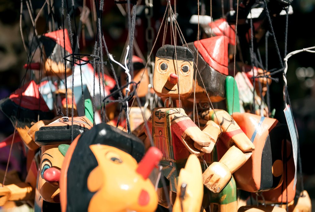Handcrafted wooden Pinocchio toys