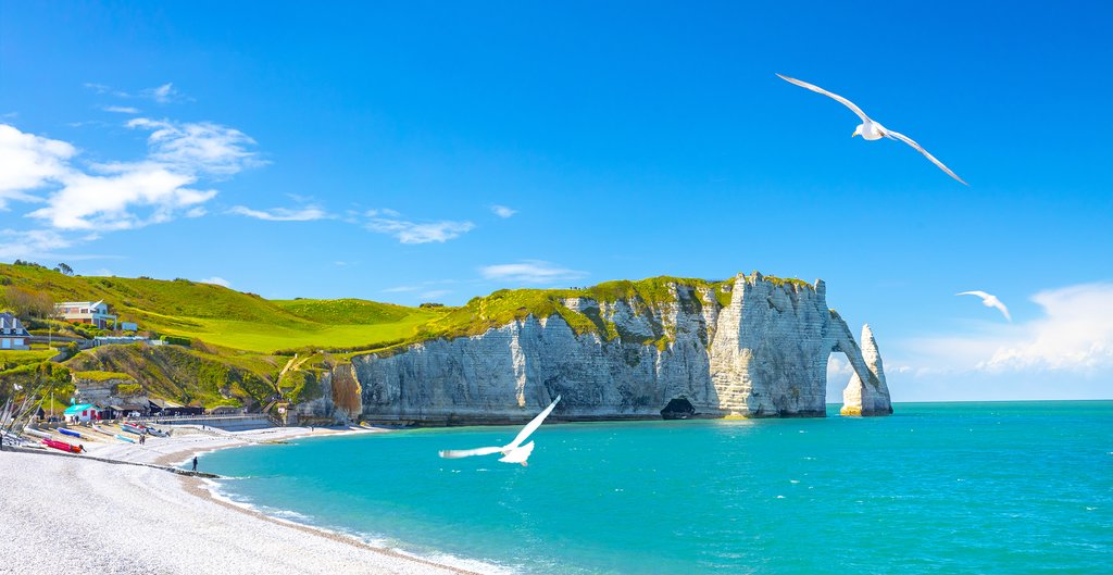 Beautiful cliffs and beaches at Etretat