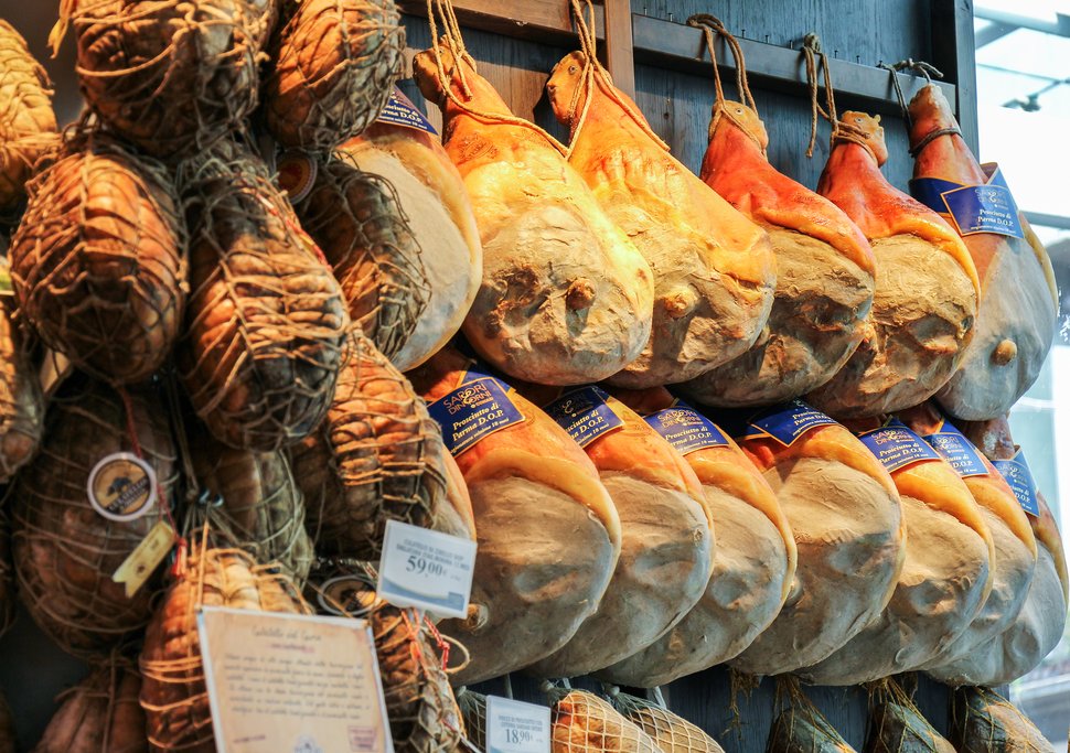 Famous Prosciutto Ham in Parma, Italy