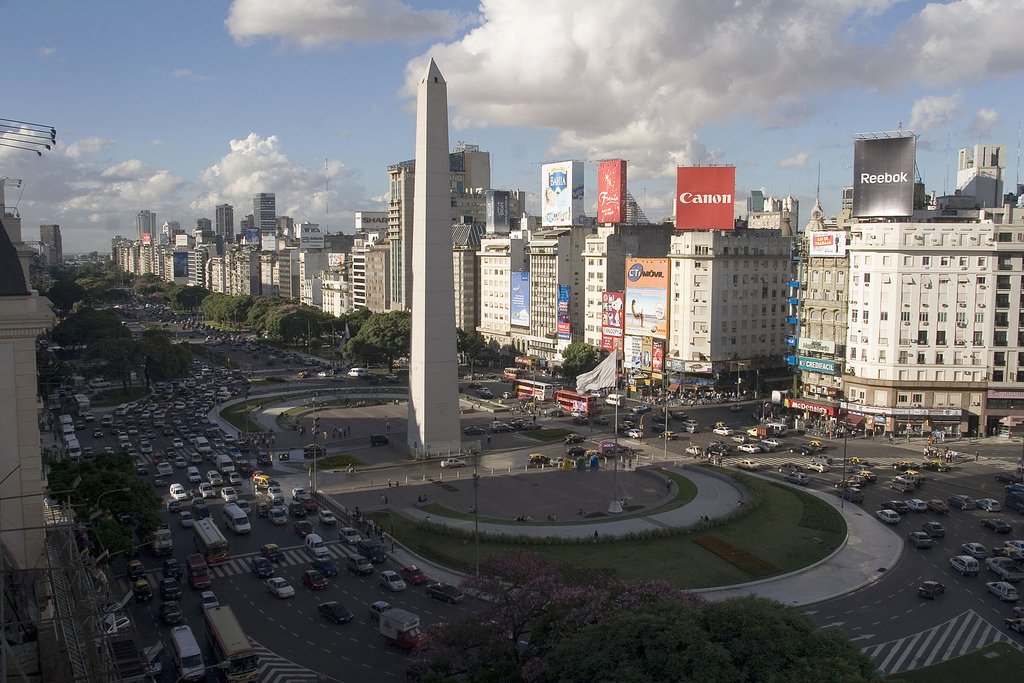 The famouos Obelisco in downtown Buenos Aires