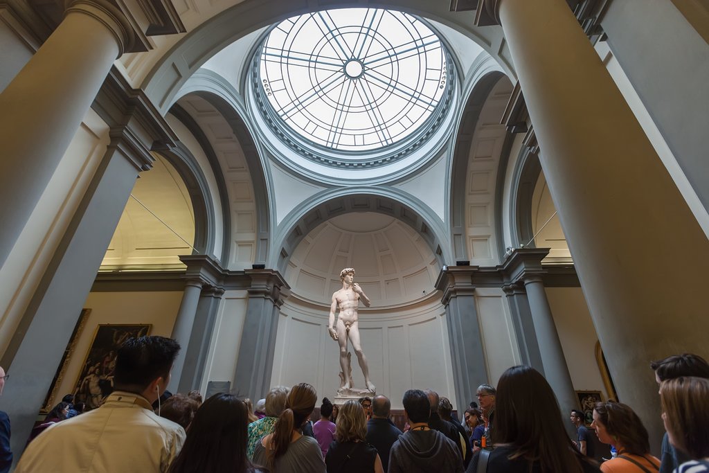 Tourists viewing Michelangelo's David