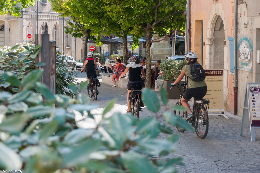 Riding through town