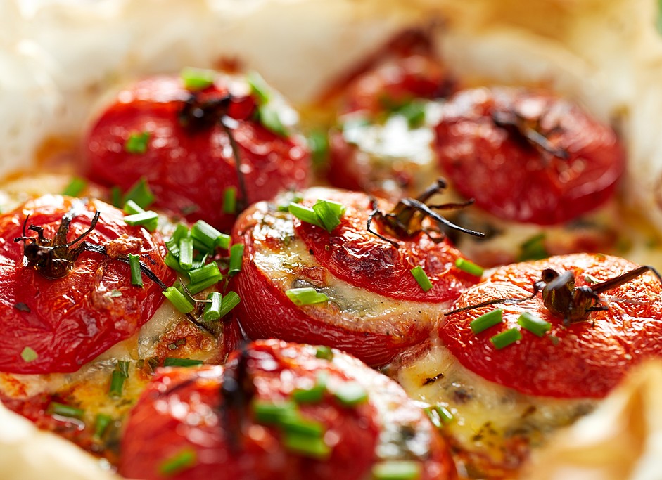 A Classic Greek Dish of  Stuffed Tomatoes