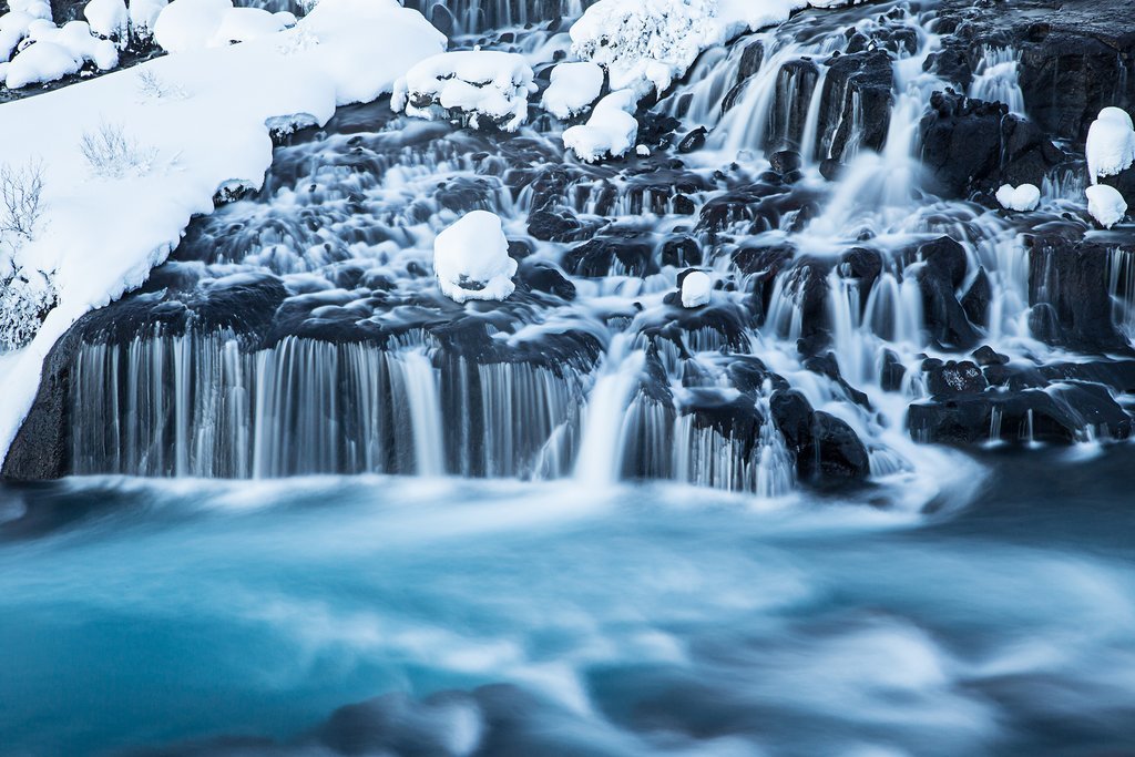 Hraunfossar in the wintertime