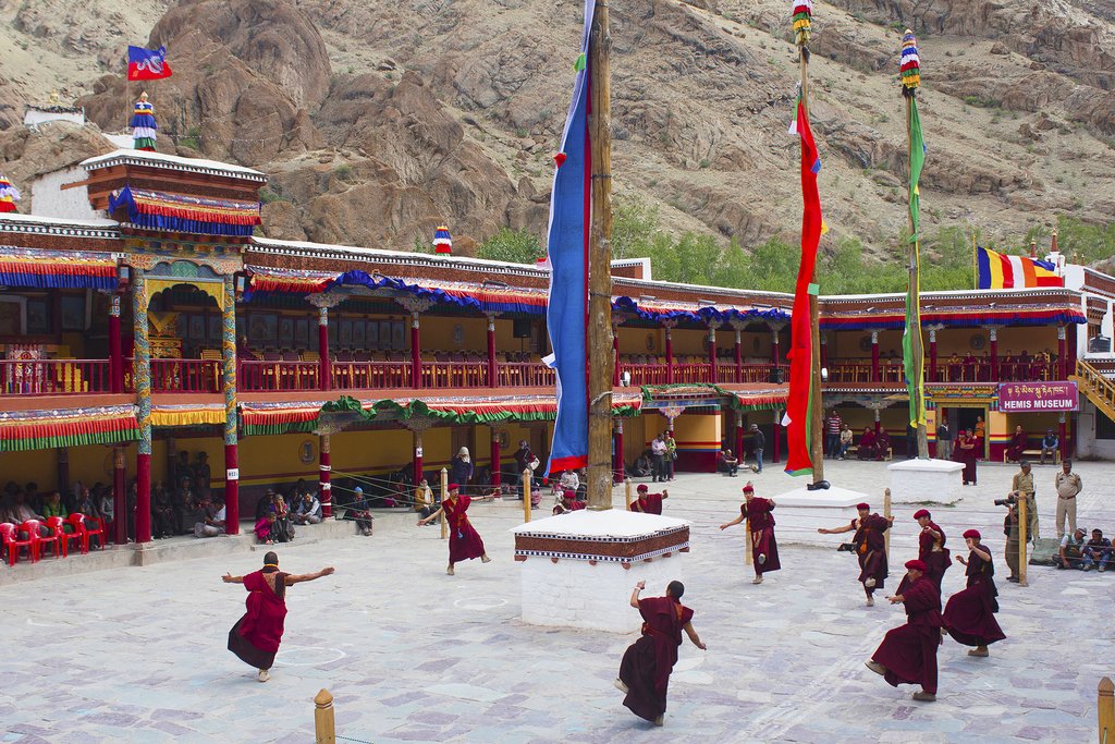 Young monks being addressed at Hemis festival in Hemis Monastery