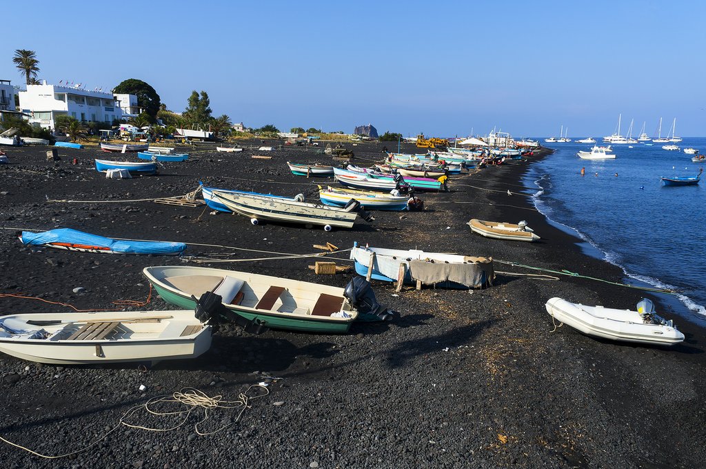 Italy - Sicily - Stromboli - Black sand beach of Stromboli
