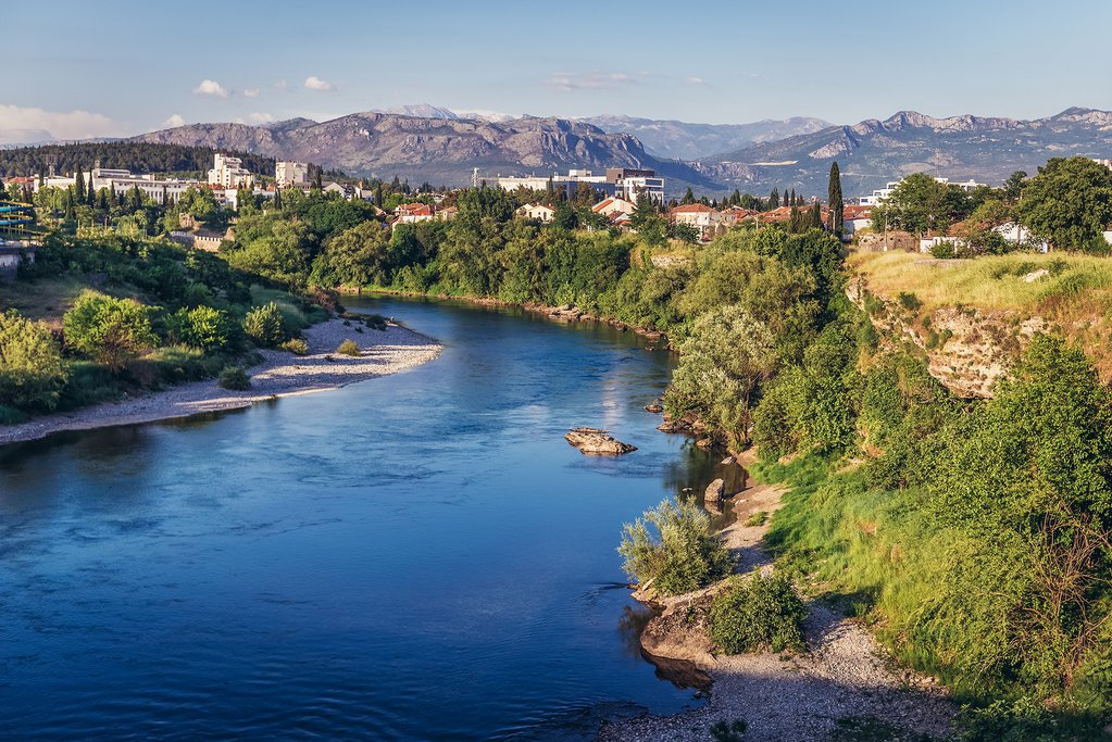 The Morača river and Podgorica