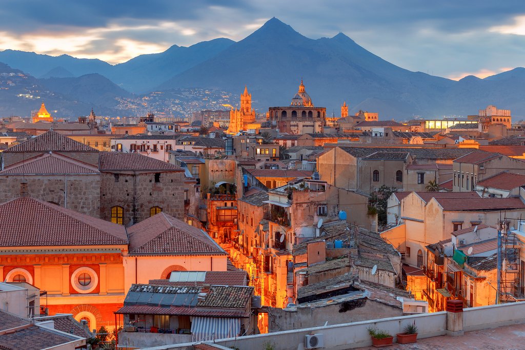 View over Palmero at sunset