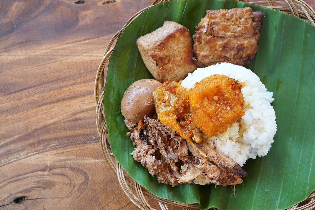 Indonesia - Java - Gudeg-Manggar in a banana leaf dish