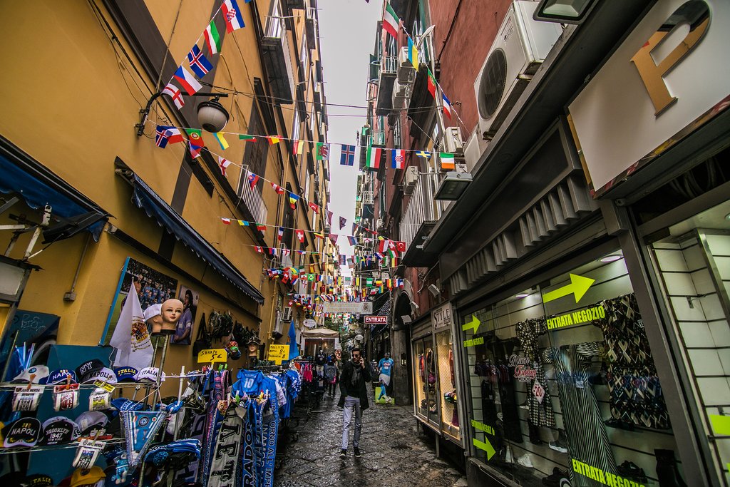 Streetside vendors in Naples, Italy